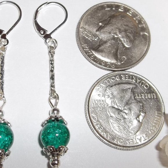 Teal Green Earrings Long Set Handmade NWT 5195 - Picture 8 of 8